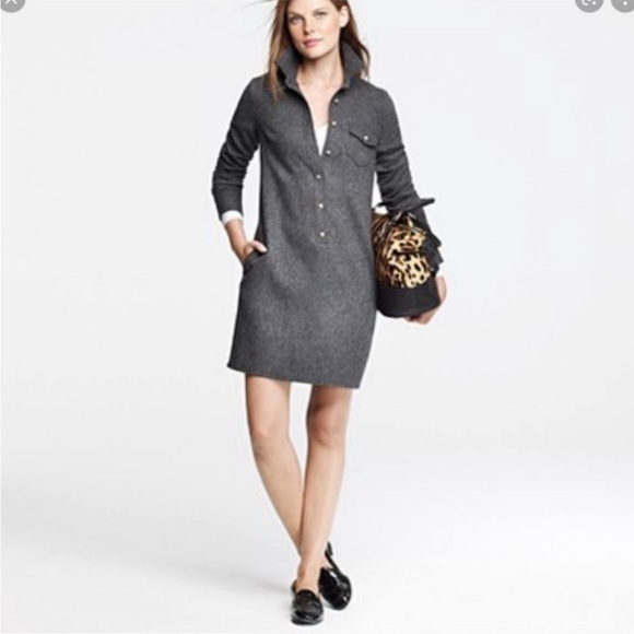 J. Crew Herringbone Wool Shirt Dress Lined
Brass Buttons Long Sleeve NWOT - Picture 12 of 12